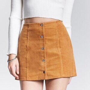 Forever 21 Autumn Orange/Brown Corduroy Mini Skirt